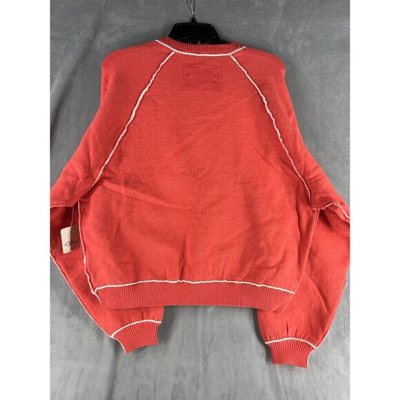 Free People Midnight Cardi Cardigan Sweater Size Small Red V-Neck - Picture 4 of 9